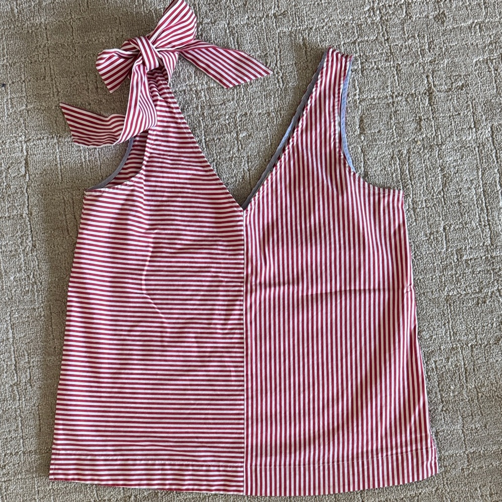 Striped Red and White Tank Top with Bow
